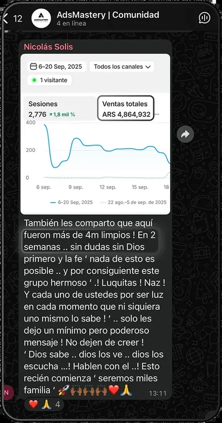 Alumno compartiendo sus ventas totales